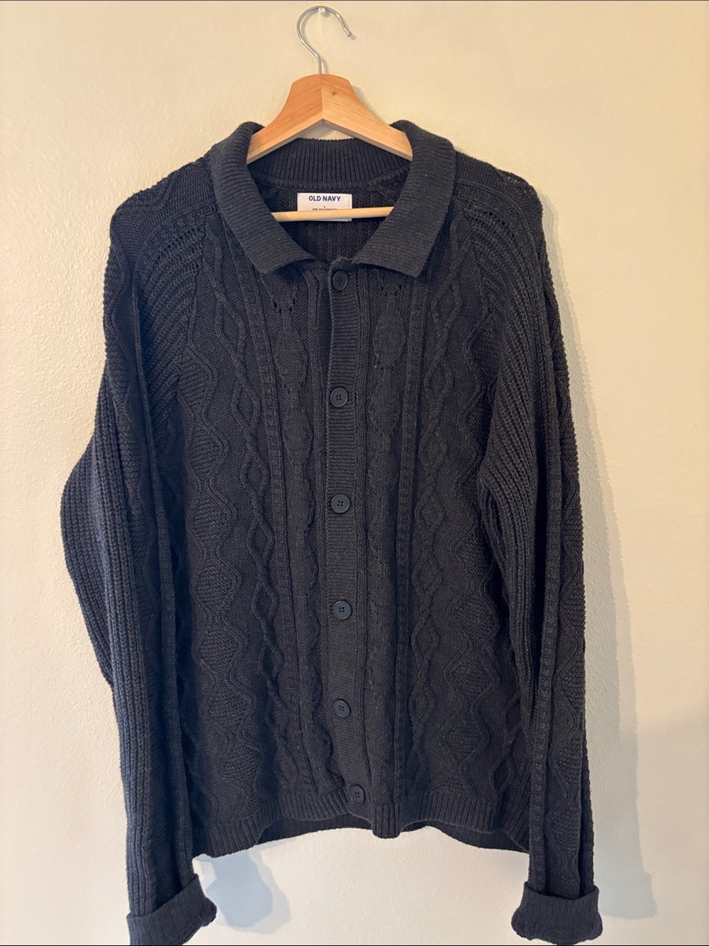 Old Navy Cable-Knit Button Fisherman Cardigan Large